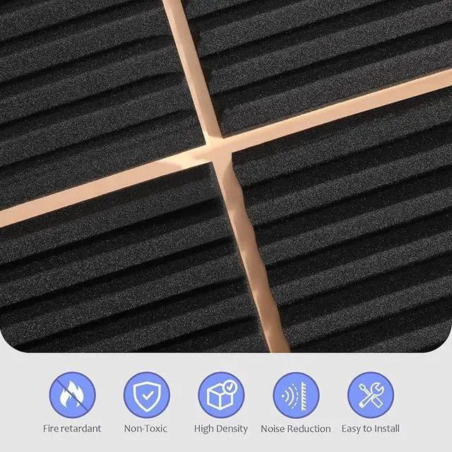 Alt view image 5 of 7 - 80 Pack Acoustic Foam Panels,1"X 12" X 12"Sound Proof Foam Panels,High Density Sound Absorbing Panels,Soundproof Wedges Panels for Studio Recording & Office & Home