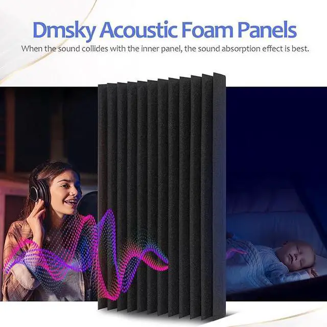 Alt view image 6 of 7 - 80 Pack Acoustic Foam Panels,1"X 12" X 12"Sound Proof Foam Panels,High Density Sound Absorbing Panels,Soundproof Wedges Panels for Studio Recording & Office & Home