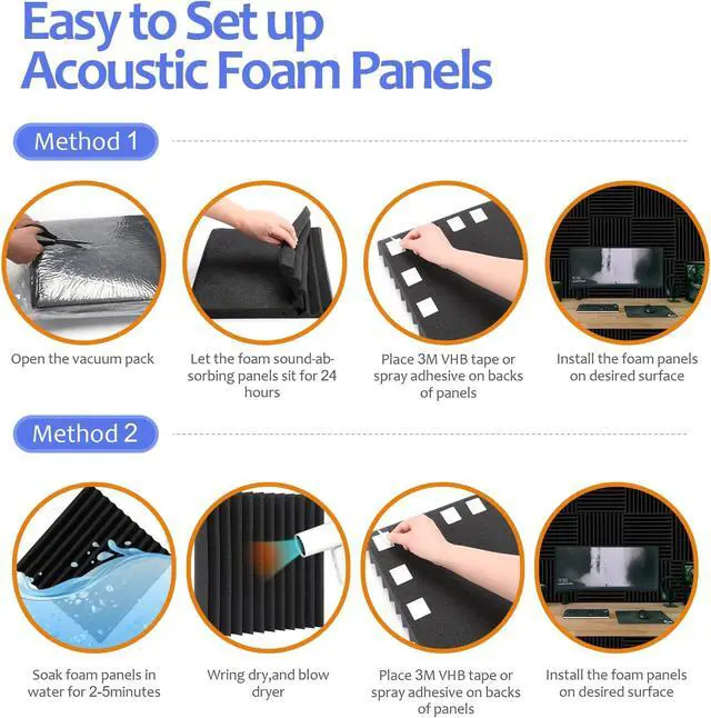Alt view image 7 of 7 - 80 Pack Acoustic Foam Panels,1"X 12" X 12"Sound Proof Foam Panels,High Density Sound Absorbing Panels,Soundproof Wedges Panels for Studio Recording & Office & Home