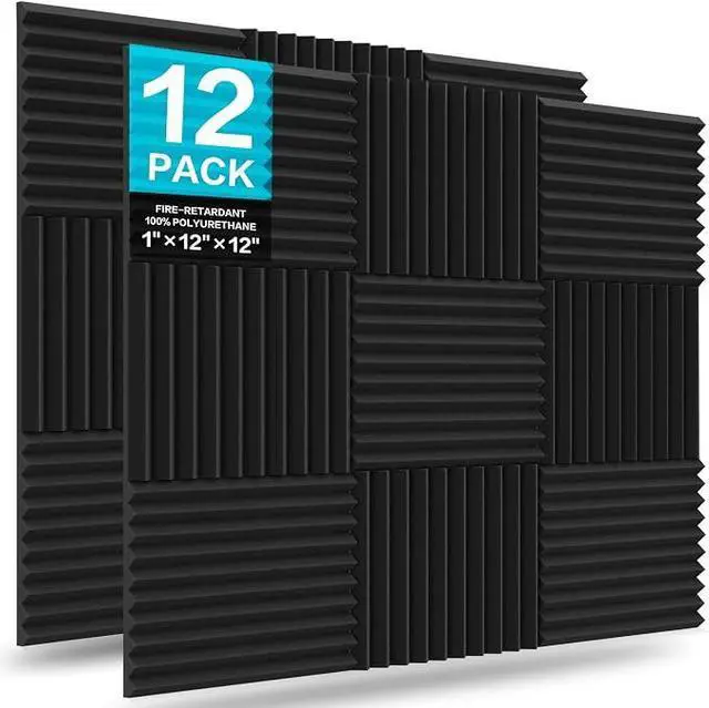 Main image of 12 Pack Acoustic Foam Panels, Wedges Sound Proof Foam Panels for Walls
1" X 12" X 12", Black, NRC>0.8, High Desnsity, Studio Soundproofing, Fire Resistant, Noise Absorbing for Studio, Office, Home