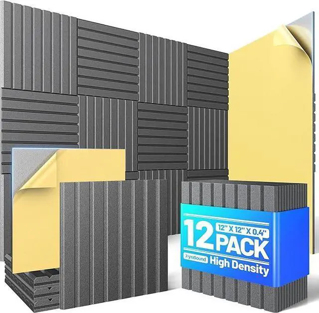 Main image of 12 Pack Sound Proof Foam Panels for Walls, Acoustic Panels Self-Adhesive
12" X 12" X 0.4" Slatted Soundproof Wall Panel, High Density Sound Absorbing Panel for Gaming Recording Studio Decor-Black