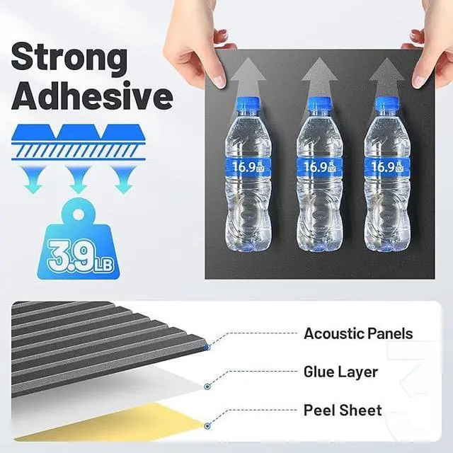 Alt view image 6 of 7 - 12 Pack Sound Proof Foam Panels for Walls, Acoustic Panels Self-Adhesive
12" X 12" X 0.4" Slatted Soundproof Wall Panel, High Density Sound Absorbing Panel for Gaming Recording Studio Decor-Black