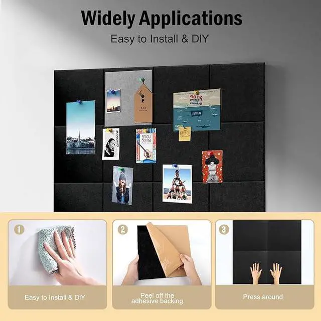 Alt view image 4 of 5 - 12Pack Acoustic Wall Panels Panels High Density Sound Dampening Panels 0.4" x 12" x 12" Square Acoustic Panels for Home Office Recoding Studio with self Adhesive Acoustic Panels.