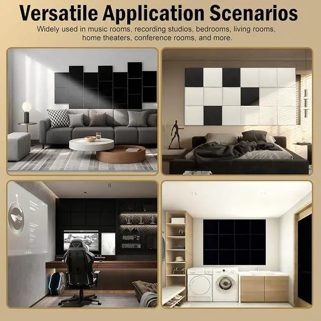 Alt view image 5 of 5 - 12Pack Acoustic Wall Panels Panels High Density Sound Dampening Panels 0.4" x 12" x 12" Square Acoustic Panels for Home Office Recoding Studio with self Adhesive Acoustic Panels.