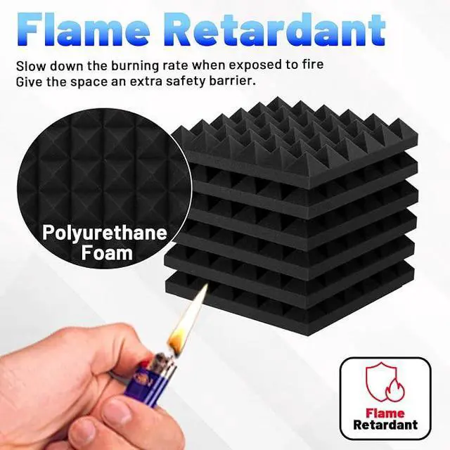 Alt view image 2 of 7 - 36 Pack Sound Proof Foam Panels, 12" X 12" X 2" Pyramid Acoustic Foam Panels With Self-Adhesive, High Density Noise Reduction Soundproofing Panels for Office Studio Game Room(Black)