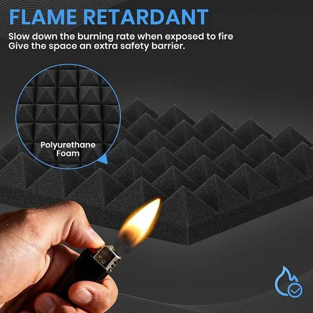 Alt view image 7 of 7 - 52 Pack Sound Proof Foam Panels for Walls, 12" X 12" X 2" Pyramid Acoustic Foam Panels, High Density Noise Reduction Soundproof Panels for Studio Game Room with 300PCS Double-Side Adhesive