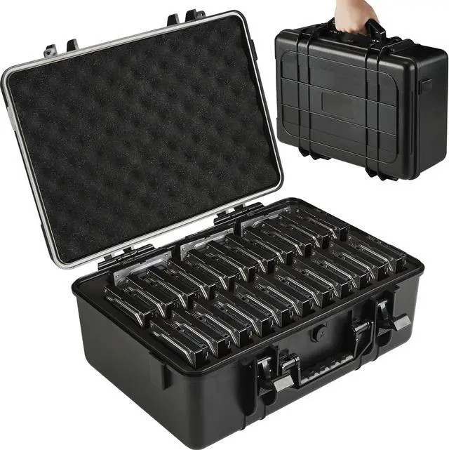 Main image of Hard Drive Case Fits 25-Bay Protection 3.5" HDD | High-Density Protective Foam | External Hard Drive Organizer Storage Box Travel Carrying Suitcase with Handle