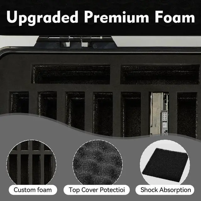 Alt view image 7 of 7 - Hard Drive Case Fits 25-Bay Protection 3.5" HDD | High-Density Protective Foam | External Hard Drive Organizer Storage Box Travel Carrying Suitcase with Handle