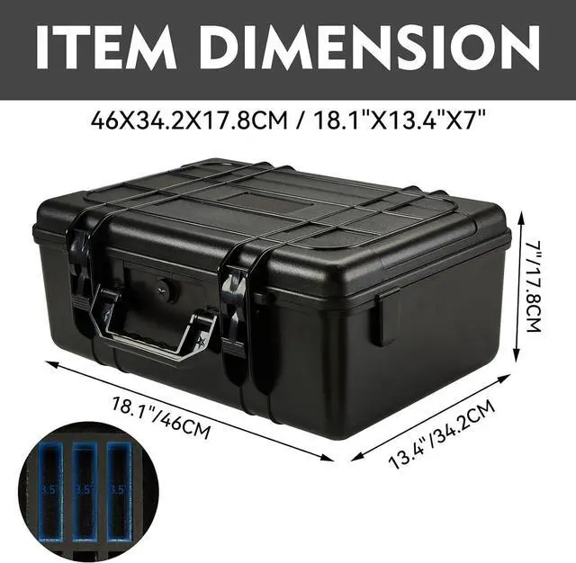 Alt view image 5 of 7 - Hard Drive Case Fits 25-Bay Protection 3.5" HDD | High-Density Protective Foam | External Hard Drive Organizer Storage Box Travel Carrying Suitcase with Handle