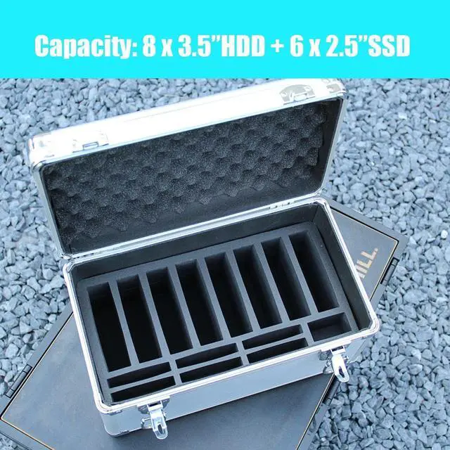 Alt view image 3 of 7 - 14-Slot Storage Box for 2.5/3.5 Inch Internal Hard Disk, Portable Design for Carrying and Transportation, IP65 Water Resistant, HDD Organizer and Protective Box