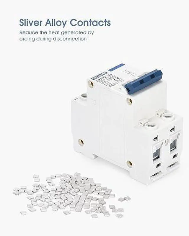 Alt view image 6 of 7 - DC Miniature Circuit Breaker, 2 Pole 1000V 63 Amp
DIN Rail Mount Isolator for Solar PV System, Thermal Magnetic Trip DC Disconnect Switch C63