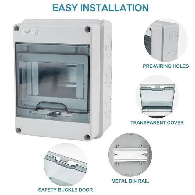Alt view image 2 of 6 - 5 Way Circuit Breaker Box, IP65 Distribution Protection Box
With Din Rail, ABS Plastic Breaker Box Cover, Miniature Electrical Breaker Box Enclosure, For Indoor Outdoor Wall
