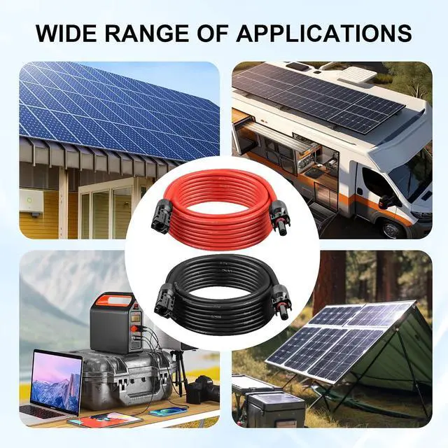 Alt view image 7 of 7 - Solar Panel Extension Cable - 10AWG 50FT Solar Wire with Waterproof Male & Female Connectors for RV, Home, Boat, Car (Red + Black)