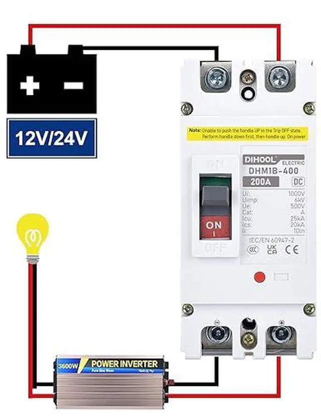Alt view image 2 of 6 - 200 Amp DC Breaker, 500V Battery Disconnect Switch for Main Power, Solar, UPS, Power Station