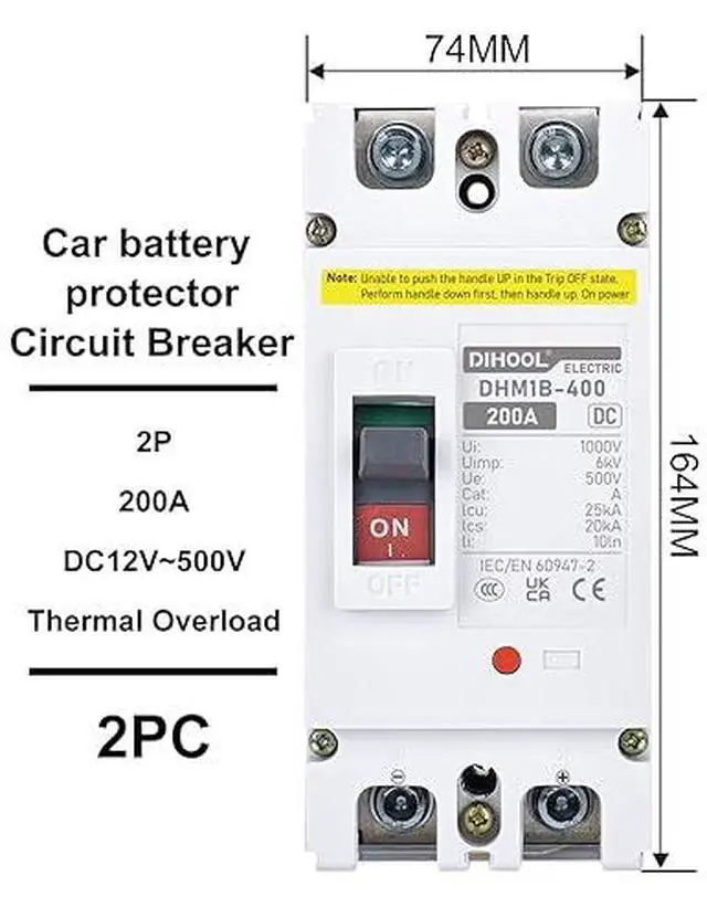 Alt view image 3 of 6 - 200 Amp DC Breaker, 500V Battery Disconnect Switch for Main Power, Solar, UPS, Power Station