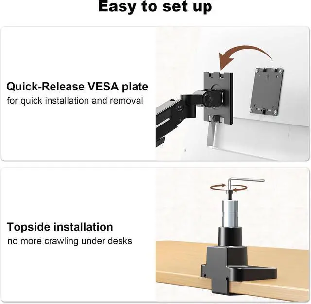 Alt view image 2 of 7 - Heavy Duty Dual Monitor Arm for 17-49" Screens, Vertical Stack, 44lbs, 19.69'' Overall Height, Flexible Screen Layouts, Pro Gas Spring, VESA 75/100, Full-Motion Adjustment, Easy Cable Management