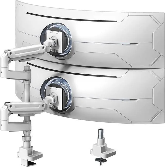 Main image of Heavy Duty Dual Monitor Arm for 17-49" Screens, Vertical Stack, 44lbs Pro Gas Spring, 19.69'' Overall Height, Flexible Screen Layouts, Full-Motion Adjustment, Easy Cable Management, VESA 75/100