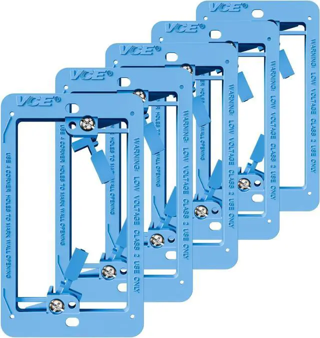 Main image of Low Voltage Mounting Bracket, Flush Low Voltage Box, Blue 5-Pack With Alignment Holes for Easy Installation, Flush Mount for Single Gang Wall Plate
