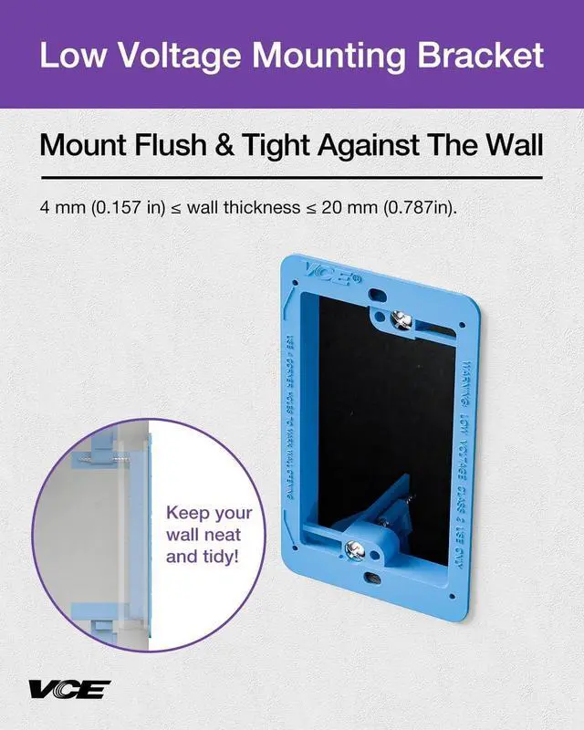 Alt view image 4 of 7 - Low Voltage Mounting Bracket, Flush Low Voltage Box, Blue 5-Pack With Alignment Holes for Easy Installation, Flush Mount for Single Gang Wall Plate