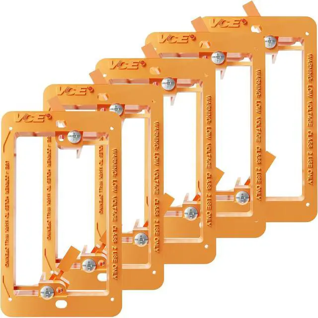 Main image of Low Voltage Mounting Bracket, Flush Low Voltage Box, Orange 5-Pack With Alignment Holes for Easy Installation, Flush Mount for Single Gang Wall Plate