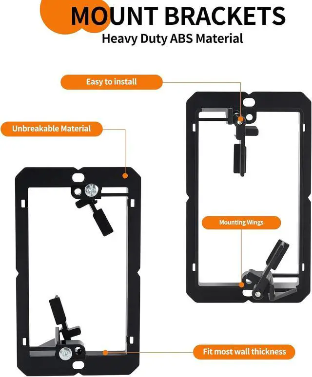 Alt view image 2 of 7 - 5 PCS Low Voltage Mounting Bracket, Black, Low Voltage Box Ideal for Single Gang Wall Plate, HDMI, Telephone Wires, Network Cables, Coaxial and Speaker Cables