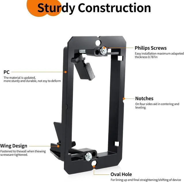 Alt view image 4 of 7 - 5 PCS Low Voltage Mounting Bracket, Black, Low Voltage Box Ideal for Single Gang Wall Plate, HDMI, Telephone Wires, Network Cables, Coaxial and Speaker Cables