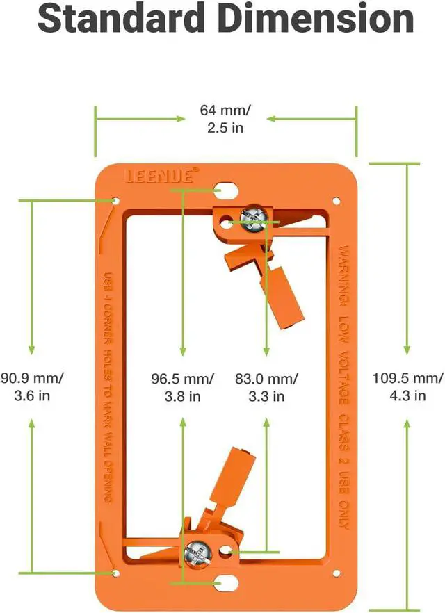 Alt view image 7 of 7 - 6 Pcs Low Voltage Mounting Bracket for Single Gang Wall Plate Orange Low Voltage Box for Telephone Wires, Network Cable, HDMI, Coaxial, Speaker Wire
