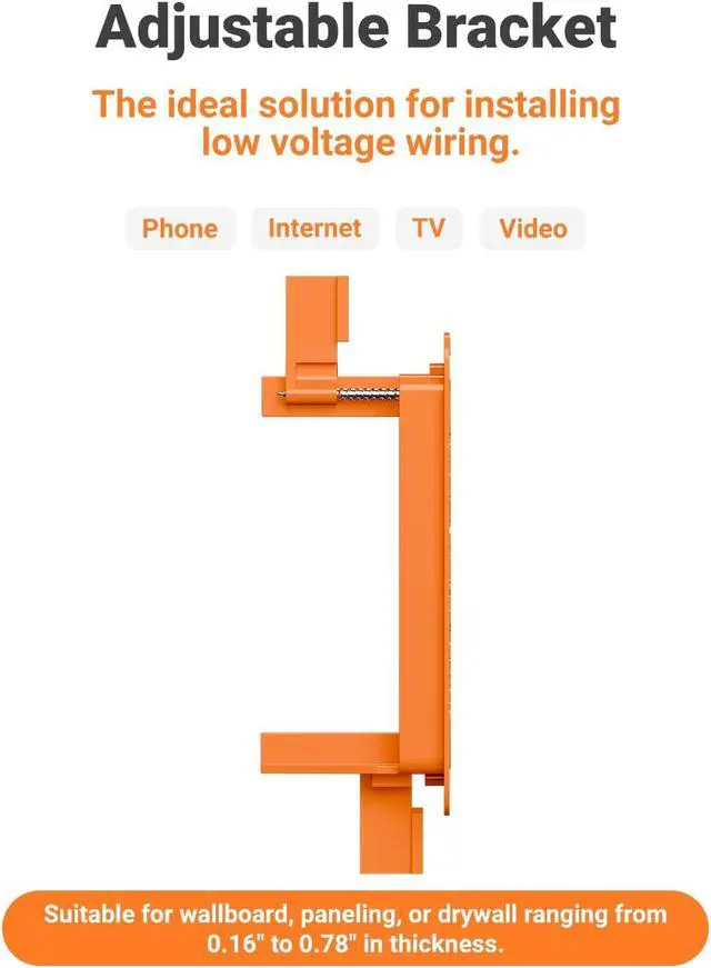 Alt view image 6 of 7 - 6 Pcs Low Voltage Mounting Bracket for Single Gang Wall Plate Orange Low Voltage Box for Telephone Wires, Network Cable, HDMI, Coaxial, Speaker Wire