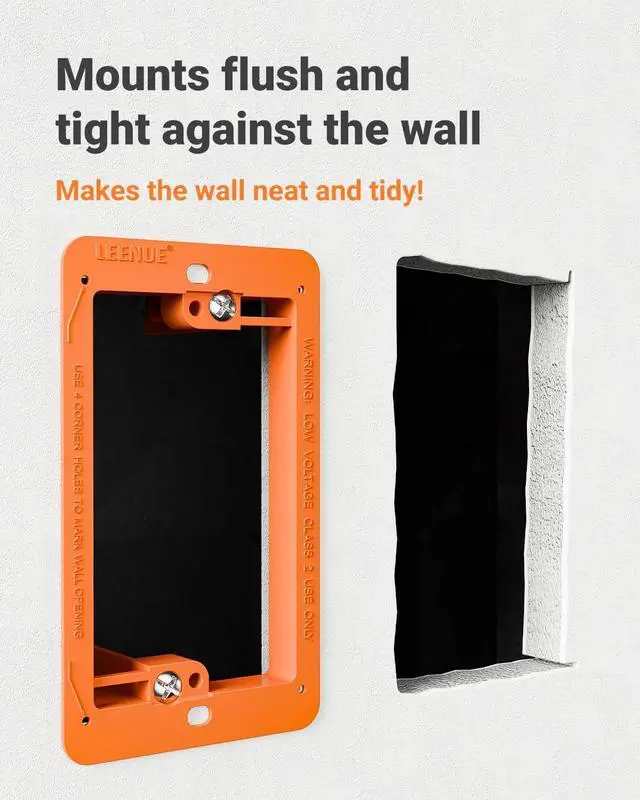 Alt view image 4 of 7 - 6 Pcs Low Voltage Mounting Bracket for Single Gang Wall Plate Orange Low Voltage Box for Telephone Wires, Network Cable, HDMI, Coaxial, Speaker Wire
