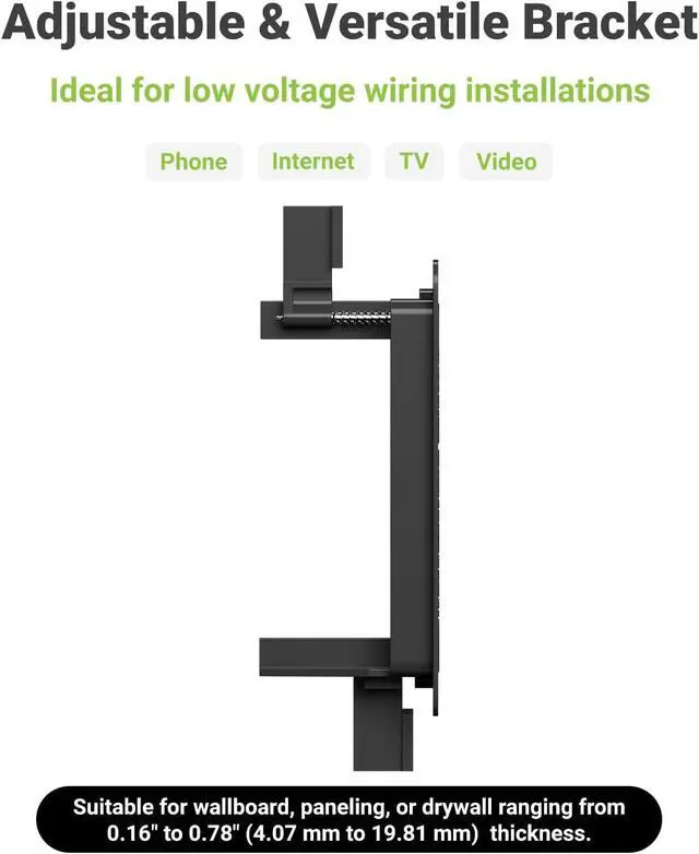 Alt view image 6 of 7 - 6 Pcs Low Voltage Mounting Bracket for Single Gang Wall Plate, Black Low Voltage Box for Telephone Wires, Network Cable, HDMI, Coaxial, Speaker Wire