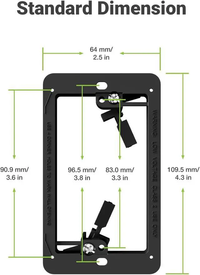 Alt view image 2 of 7 - 6 Pcs Low Voltage Mounting Bracket for Single Gang Wall Plate, Black Low Voltage Box for Telephone Wires, Network Cable, HDMI, Coaxial, Speaker Wire