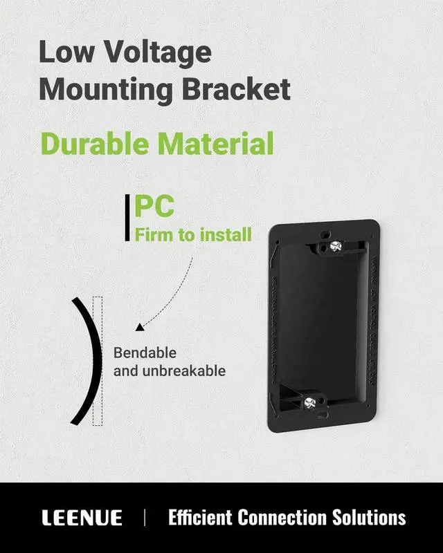 Alt view image 3 of 7 - 6 Pcs Low Voltage Mounting Bracket for Single Gang Wall Plate, Black Low Voltage Box for Telephone Wires, Network Cable, HDMI, Coaxial, Speaker Wire