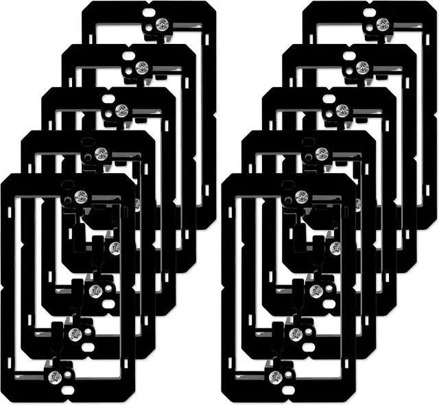 Main image of 1 Gang Low Voltage Mounting Bracket, Black, 10-Pack for Single Gang Wall Plate, Phone/Network/HDMI/Coaxial/Speaker Cables, No Electrical Box Needed, Fits Most Walls