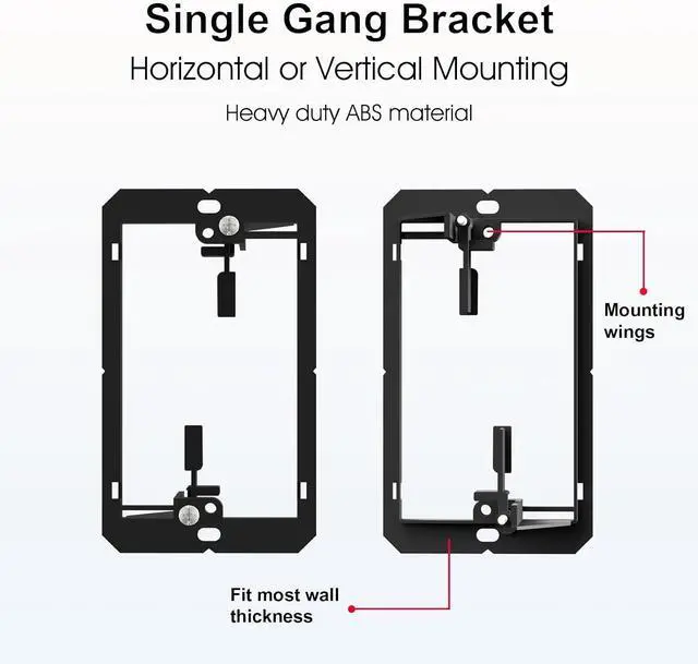 Alt view image 2 of 7 - 1 Gang Low Voltage Mounting Bracket, Black, 20-Pack,1-Gang Low Voltage Box Brackets for Single Gang Wall Plate, Telephone Wires, Network Cables, HDMI, Coaxial, Speaker Cables