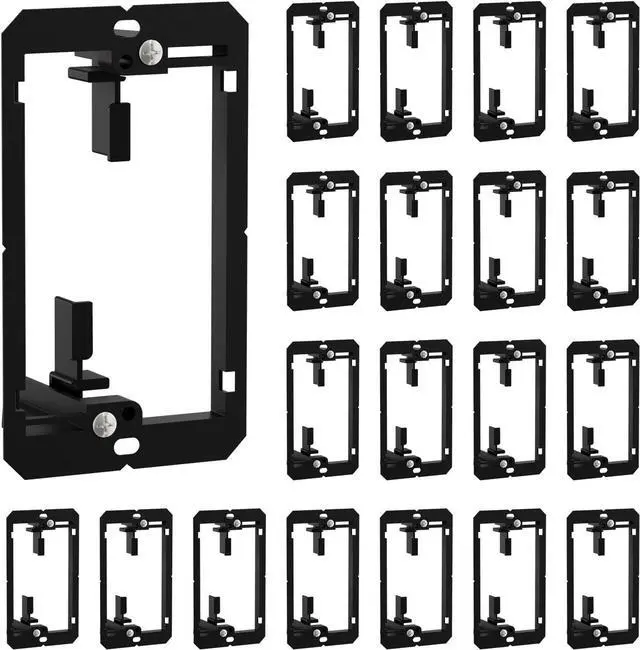 Main image of 1 Gang Low Voltage Mounting Bracket, Black, 20-Pack,1-Gang Low Voltage Box Brackets for Single Gang Wall Plate, Telephone Wires, Network Cables, HDMI, Coaxial, Speaker Cables