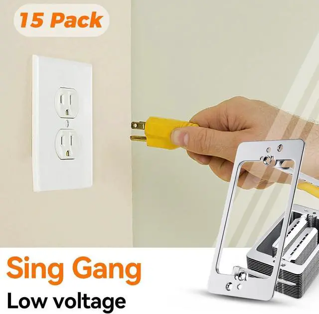 Alt view image 6 of 7 - 10 Pcs Low Voltage Mounting Bracket 1 Gang,Single Gang Drywall Brackets Low Voltage Box Brackets for Drywall Outlet Cable Pass Through Wall Plates,Fixing Loose Outlets or Adding New Outlet