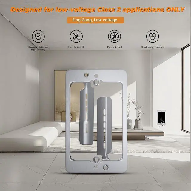Alt view image 2 of 7 - 10 Pcs Low Voltage Mounting Bracket 1 Gang,Single Gang Drywall Brackets Low Voltage Box Brackets for Drywall Outlet Cable Pass Through Wall Plates,Fixing Loose Outlets or Adding New Outlet