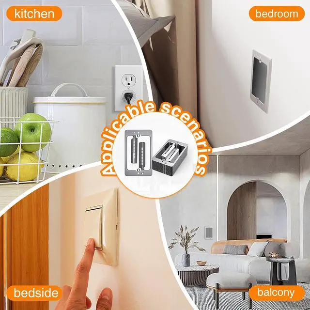 Alt view image 7 of 7 - 10 Pcs Low Voltage Mounting Bracket 1 Gang,Single Gang Drywall Brackets Low Voltage Box Brackets for Drywall Outlet Cable Pass Through Wall Plates,Fixing Loose Outlets or Adding New Outlet