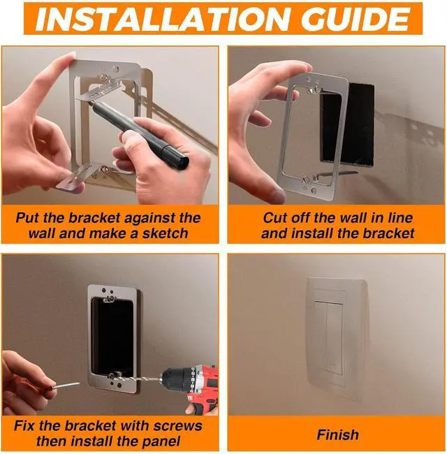 Alt view image 3 of 7 - 10 Pcs Low Voltage Mounting Bracket 1 Gang,Single Gang Drywall Brackets Low Voltage Box Brackets for Drywall Outlet Cable Pass Through Wall Plates,Fixing Loose Outlets or Adding New Outlet