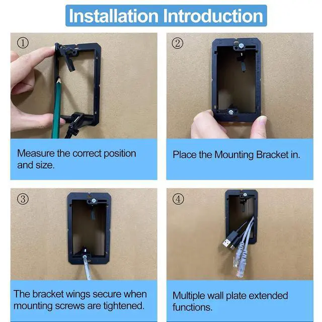 Alt view image 4 of 7 - 25Pack Low Voltage Mounting Bracket 1 Gang 2 Ring Drywall Cables Pass Through Wall Plate Wallboard Single Gypsum Board Outlet Hider Wires Speaker Coaxial Management Grommets Media Tool Cord Recessed