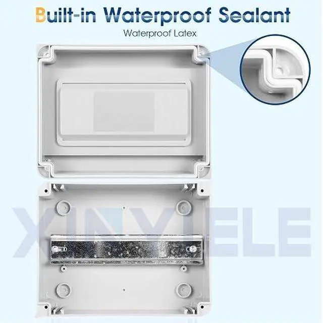 Alt view image 4 of 7 - Waterproof Distribution Protection Box, ABS Plastic Breaker Electrical Box and Transparent Cover IP65, for Indoor Outdoor Wall Circuit Breaker (HT-8WAY)
