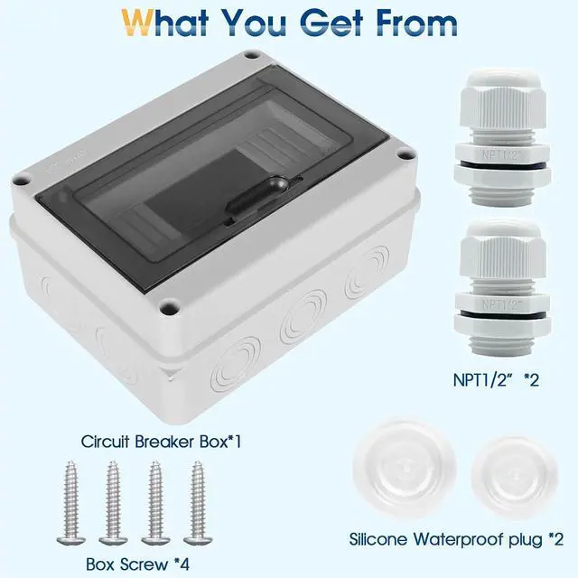 Alt view image 6 of 7 - Waterproof Distribution Protection Box, ABS Plastic Breaker Electrical Box and Transparent Cover IP65, for Indoor Outdoor Wall Circuit Breaker (HT-8WAY)