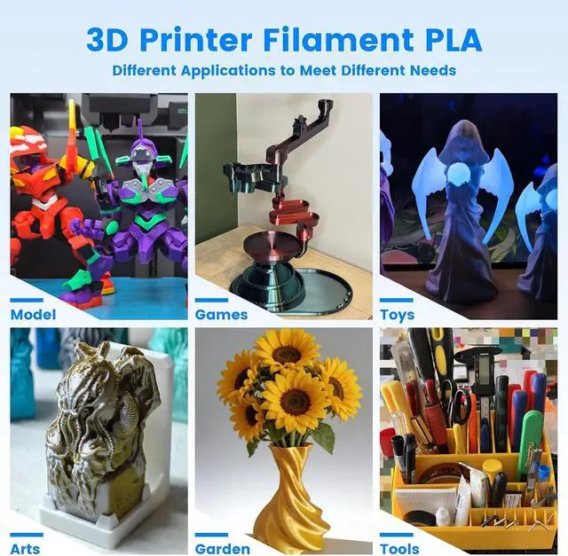 Alt view image 4 of 7 - 8 Spools Different Popular Colors 3D Printing Filament PLA Bundle, 1.75mm 4 Different Silk Rainbow PLA, 4 Different Glow in Dark PLA, Total 8 Spools Packed, 0.25kg/Spool, Total 2kg