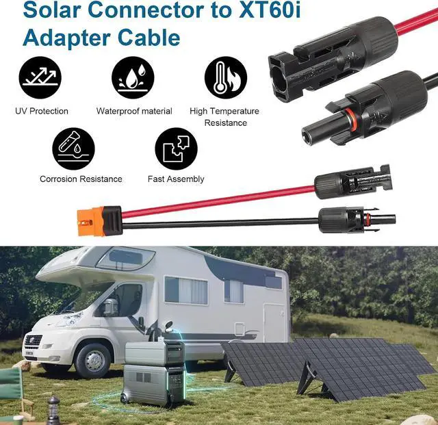 Alt view image 7 of 7 - Solar to XT60i Cable 10AWG 35FT Solar Panel to XT60i Adapter Connector XT60i-F Extension Cable for Portable Power Station Generator