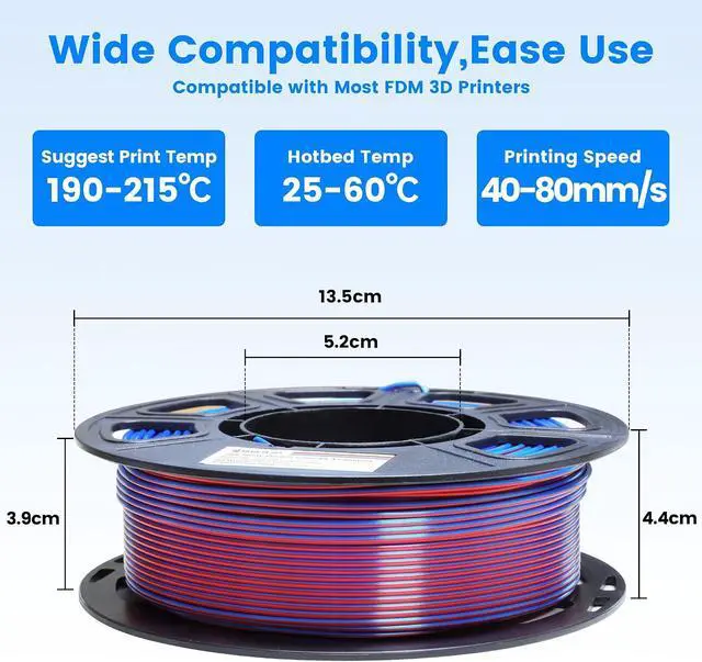 Alt view image 4 of 7 - 3D Printing Dual Color in 1 Silk PLA Filament 8 Spools Bundle, 1.75mm Dual Color Shiny Coextrusion PLA Filament, 8 Most Popular Dual Color in 1 PLA Mixed, 0.25kg/Spool, Total 2kg