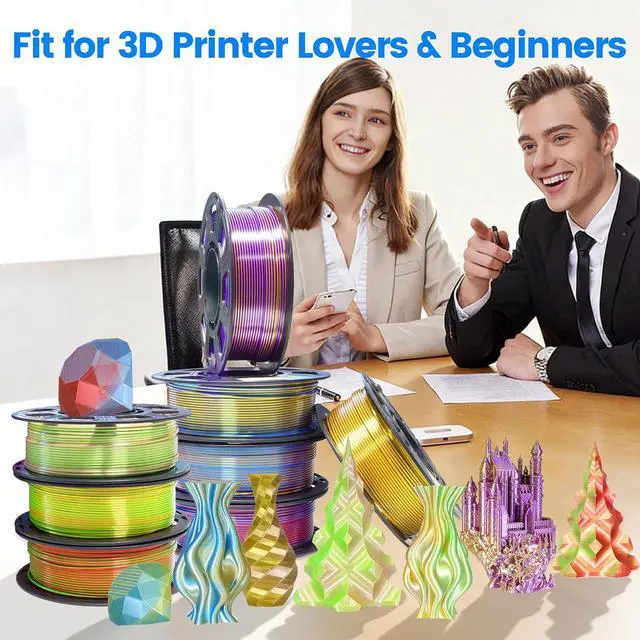 Alt view image 7 of 7 - 3D Printing Dual Color in 1 Silk PLA Filament 8 Spools Bundle, 1.75mm Dual Color Shiny Coextrusion PLA Filament, 8 Most Popular Dual Color in 1 PLA Mixed, 0.25kg/Spool, Total 2kg