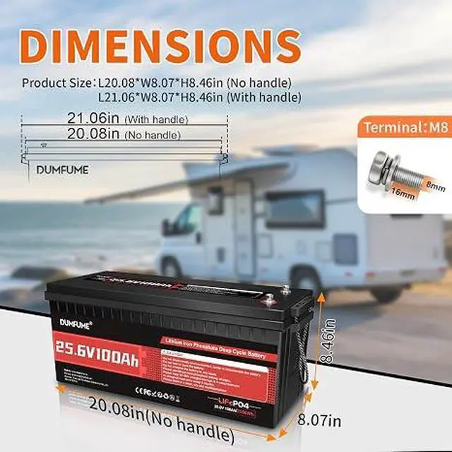 Alt view image 2 of 7 - 24V 100Ah LiFePO4 Battery Built-in 100A BMS
24V Lithium Battery,Low Temperature Protection,2560W Power Output,15000+ Deep Cycles for RV,Marine,Solar,Off-Grid Systems