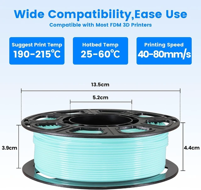 Alt view image 5 of 7 - 8 Spools 1.75mm 3D Printing Filament PLA Bundle, 3D Printer PLA Red Orange Yellow Lime Green Cyan Blue Purple White 8 Beautiful Popular Bright Colors, 0.25kg/Spool, Total 2kg PLA