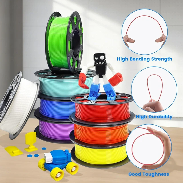 Alt view image 6 of 7 - 8 Spools 1.75mm 3D Printing Filament PLA Bundle, 3D Printer PLA Red Orange Yellow Lime Green Cyan Blue Purple White 8 Beautiful Popular Bright Colors, 0.25kg/Spool, Total 2kg PLA