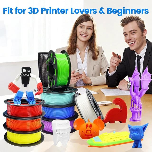 Alt view image 7 of 7 - 8 Spools 1.75mm 3D Printing Filament PLA Bundle, 3D Printer PLA Red Orange Yellow Lime Green Cyan Blue Purple White 8 Beautiful Popular Bright Colors, 0.25kg/Spool, Total 2kg PLA